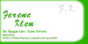 ferenc klem business card